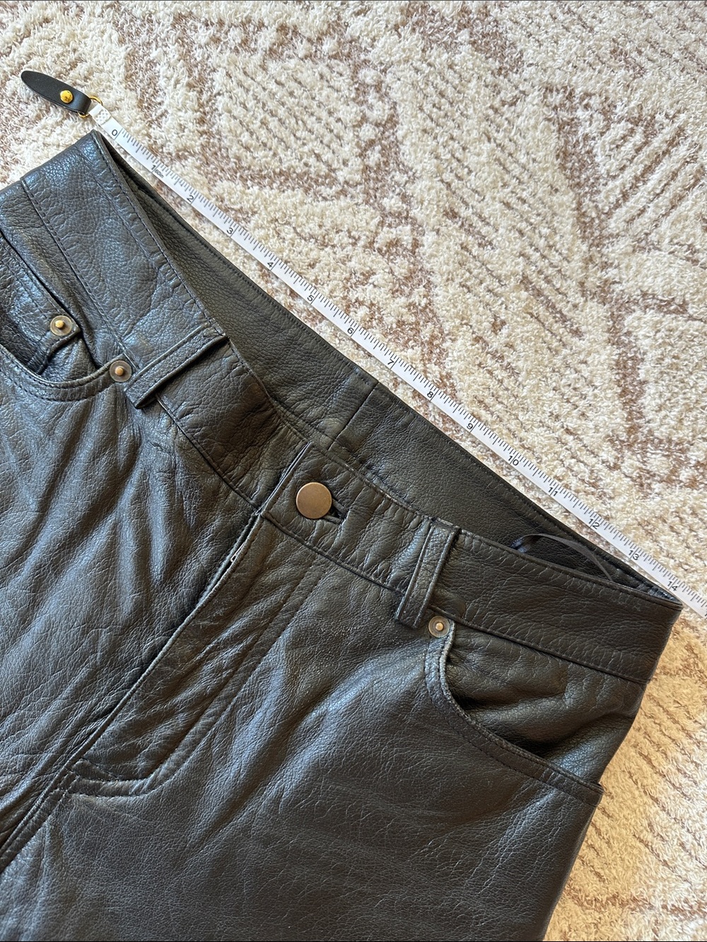 Vintage Co-operative 100% Leather Straight Leg Pants Size 6 Black Lined - Picture 10 of 17